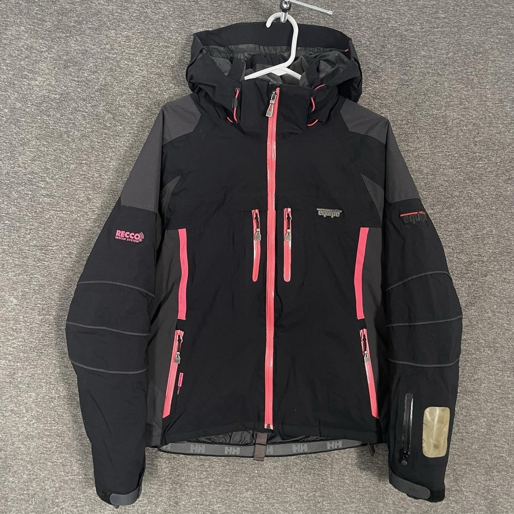 Helly Hansen Jacket Womens Large Black Helly Tech XP Hooded Ski Snowboard RECCO